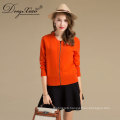 50% Pure Cashmere Women'S Orange Color Zipper Cardigan Woolen Sweater From Erdos
